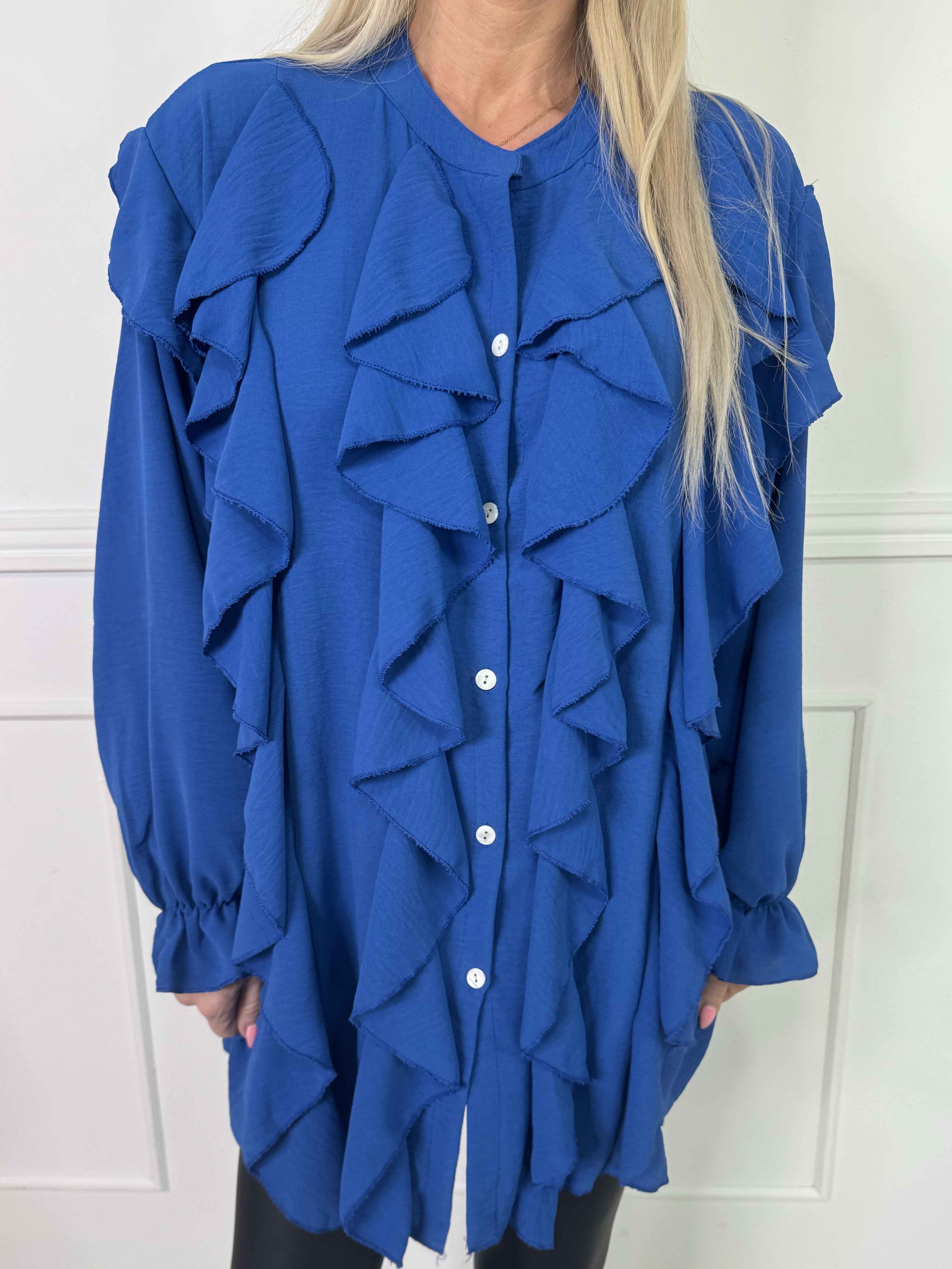 Trudie - Sød skjorte i viskose med fine flæser foran